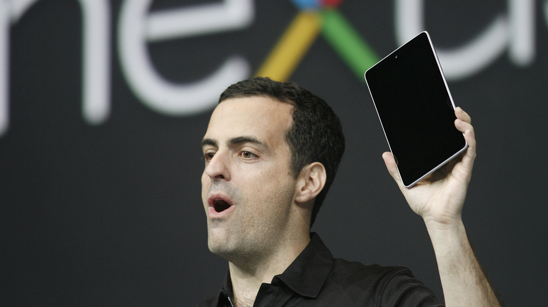 Hugo Barra, product management director of Android, introduces Google's low-cost computer tablet Nexus 7 during the keynote speech at Google's annual developer conference on Wednesday.