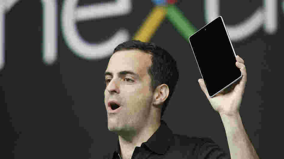 Hugo Barra, product management director of Android, introduces Google's low-cost computer tablet Nexus 7 during the keynote speech at Google's annual developer conference on Wednesday.