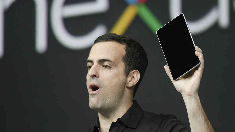 Hugo Barra, product management director of Android, introduces Google's low-cost computer tablet Nexus 7 during the keynote speech at Google's annual developer conference on Wednesday.