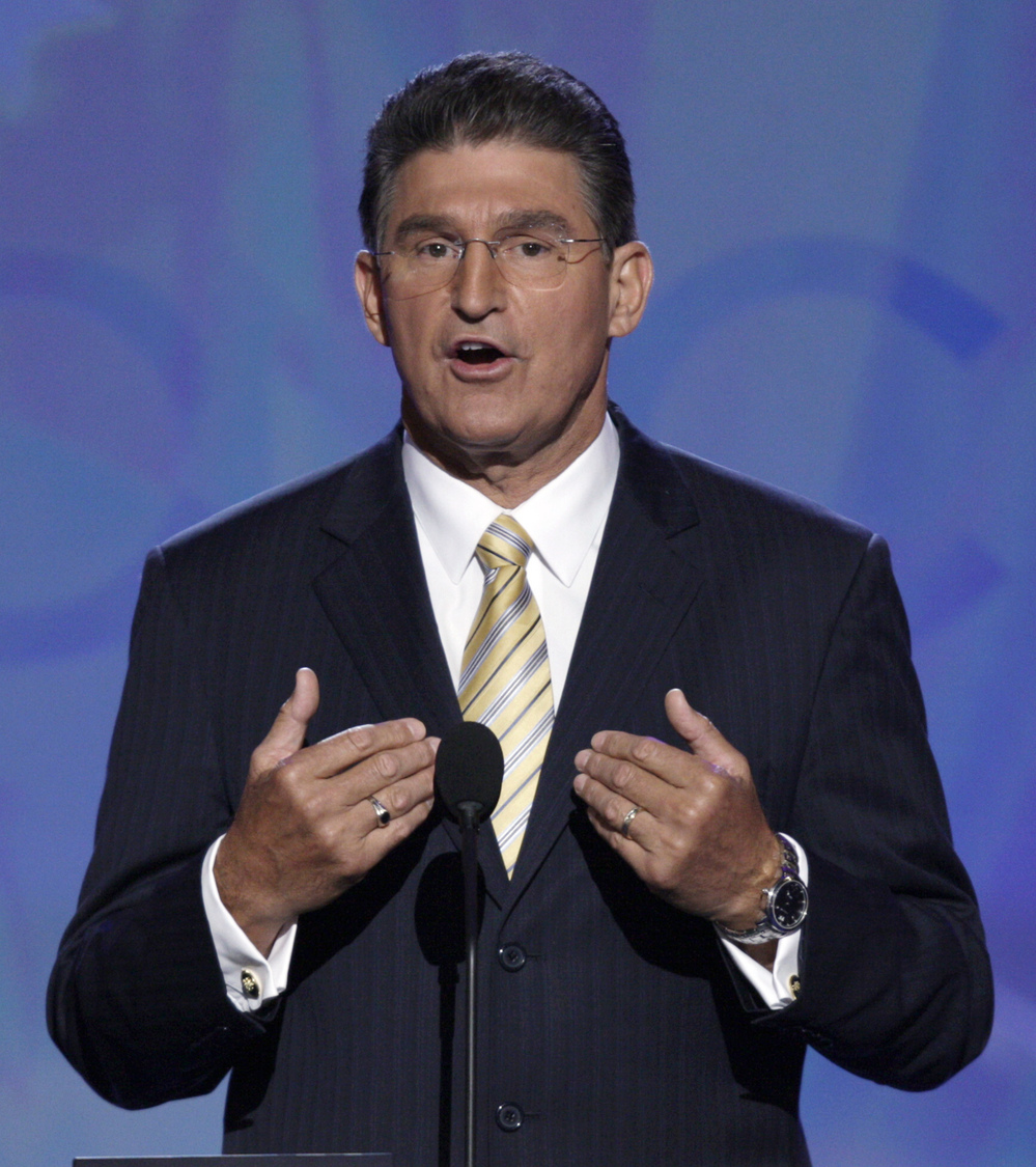 Joe Manchin, then-governor of West Virginia, speaks at the 2008 Democratic National Convention in Denver. Now a U.S. senator up for re-election, Manchin said he won't attend the convention in Charlotte, N.C.