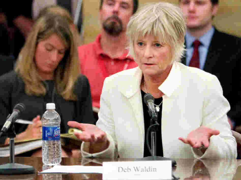 Deb Waldin testifies about her experience with a debt collector at a Minnesota hospital during a hearing led by Sen. Al Franken in St. Paul, Minn., in late May. Deb Waldin testifies about her experience with a debt collector at a Minnesota hospital during a hearing led by Sen. Al Franken in St. Paul, Minn., in late May.