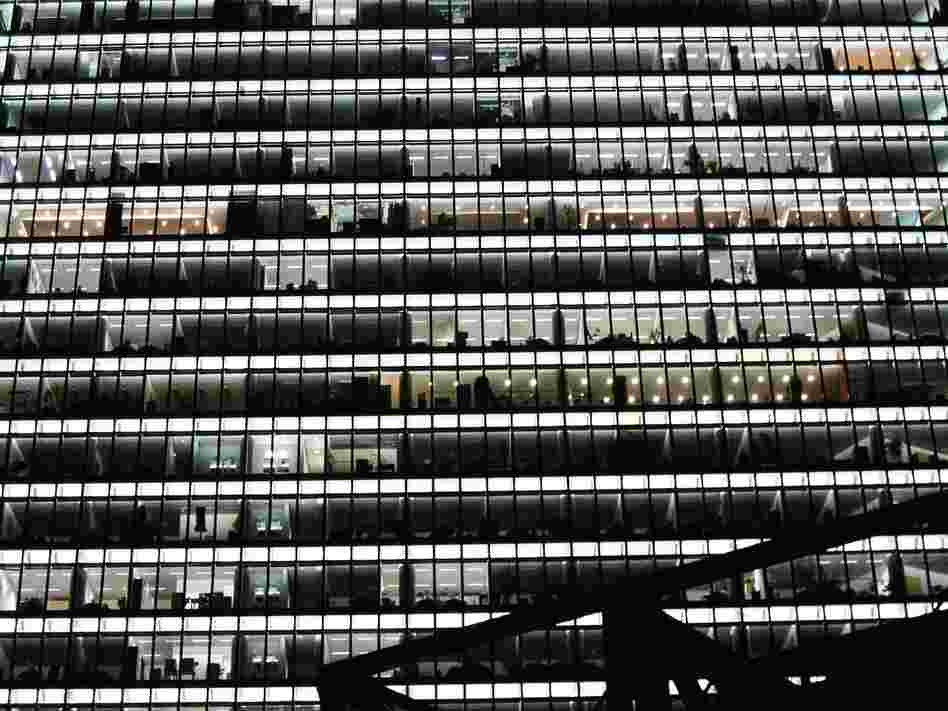 Berlin: "There's something really comforting to me about office buildings at 4 a.m., when the lights have been left on for the cleaning crew."