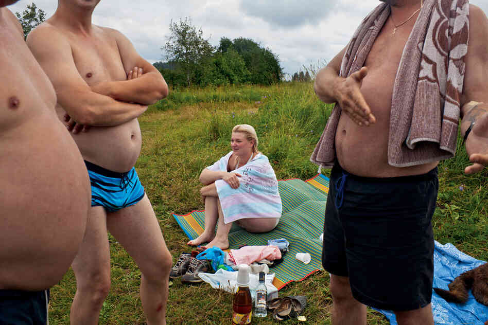 Barrel-bellied bathers, picnicking near the Dubna River, are as much a part of the summer scenery as grilled meat and beer.