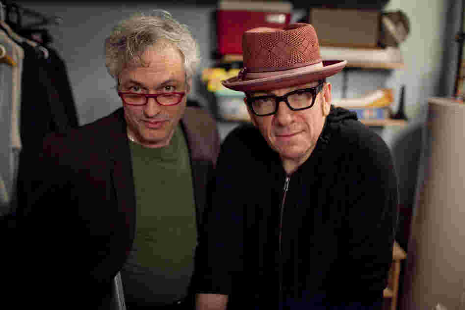 Marc Ribot had a famous visitor pay his respects back stage at the Vanguard: Elvis Costello.