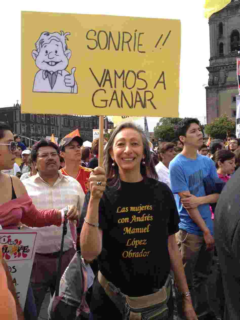 Supporters of PRD party candidate Andres Manuel Lopez Obrador at a rally this week in Mexico City. Lopez Obrador, a leftist, is trailing in polls ahead of Sunday's presidential election.