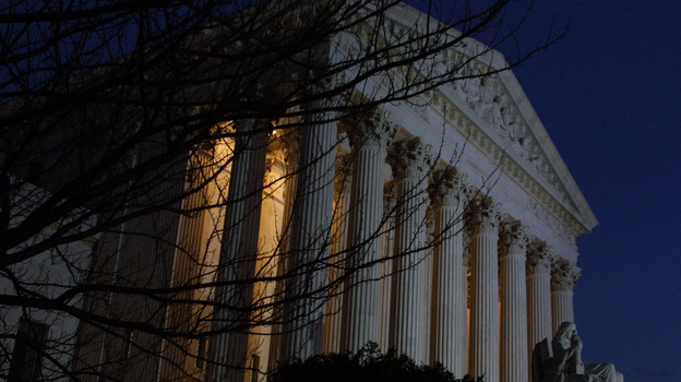 The U.S. Supreme Court on the eve of a hearing about the Florida presidential election recount, Nov. 30, 2000. The justices later ruled 5-4 in the case of Bush v. Gore, effectively deciding the outcome of the presidential race.