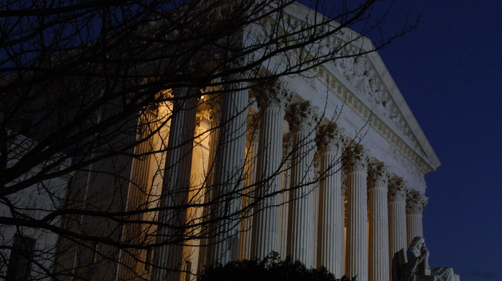 The U.S. Supreme Court on the eve of a hearing about the Florida presidential election recount, Nov. 30, 2000. The justices later ruled 5-4 in the case of Bush v. Gore, effectively deciding the outcome of the presidential race.