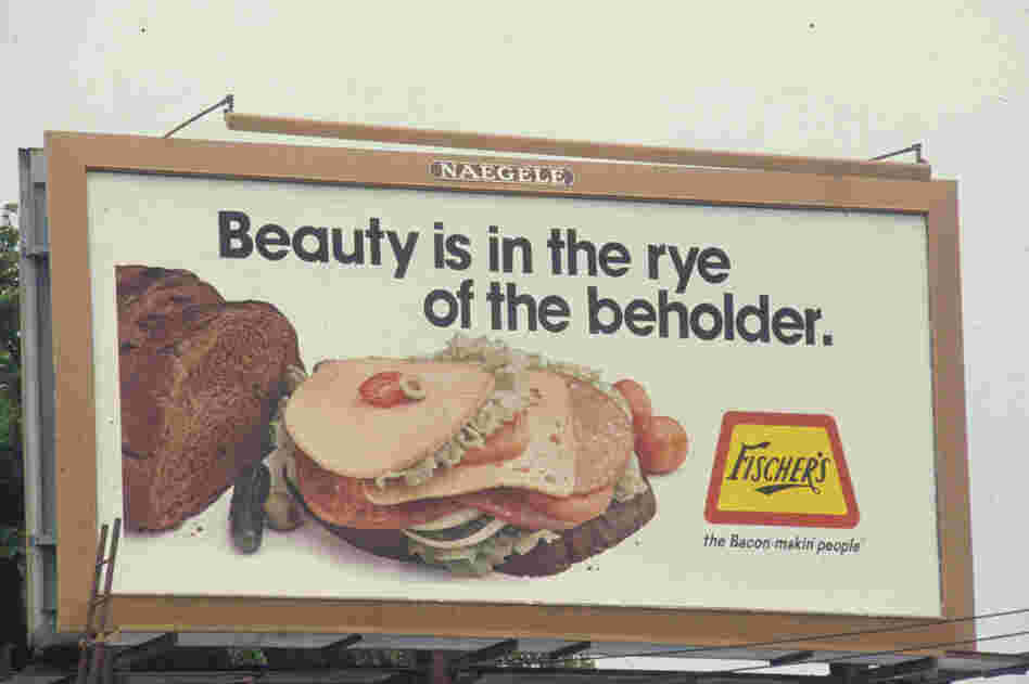 A sandwich close-up featuring Fischer's deli meats, circa 1983.