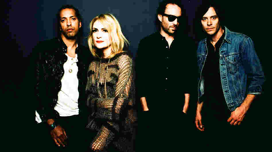 Metric's new album, its second on the band's own label, is titled Synthetica. Left to right: Joshua Winstead, Emily Haines, James Shaw, Joules Scott-Key.