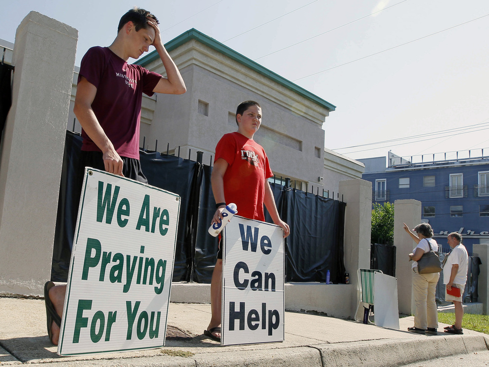 Abortion opponents demonstrate outside Mississippi's only abortion clinic in Jackson.