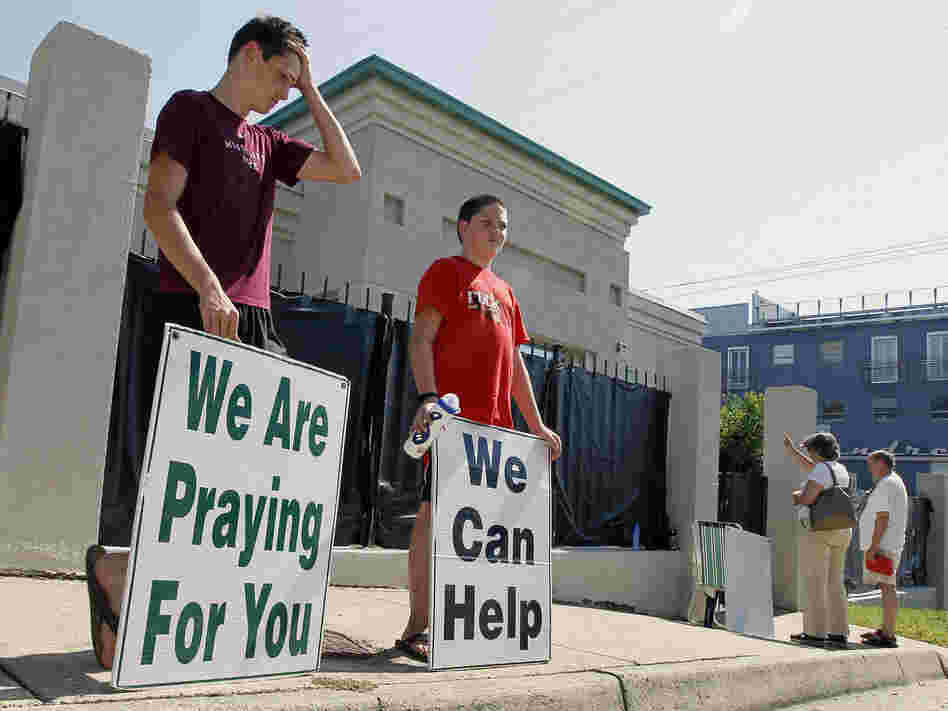 Abortion opponents demonstrate outside Mississippi's only abortion clinic in Jackson.