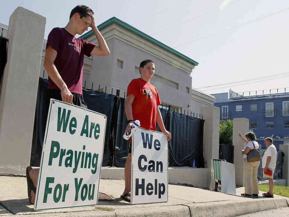Abortion opponents demonstrate outside Mississippi's only abortion clinic in Jackson.