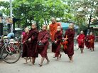 Buddhists donate food and other necessities to monks as a way of earning merit for future lives. Monks have refused donations of alms from the military as a political protest in 1990 and 2007, a boycott that some monks insist is still in effect. Buddhists donate food and other necessities to monks as a way of earning merit for future lives. Monks have refused donations of alms from the military as a political protest in 1990 and 2007, a boycott that some monks insist is still in effect.