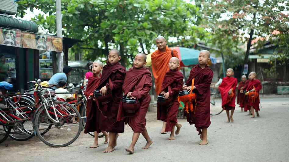 Buddhists donate food and other necessities to monks as a way of earning merit for future lives. Monks have refused donations of alms from the military as a political protest in 1990 and 2007, a boycott that some monks insist is still in effect. Buddhists donate food and other necessities to monks as a way of earning merit for future lives. Monks have refused donations of alms from the military as a political protest in 1990 and 2007, a boycott that some monks insist is still in effect.