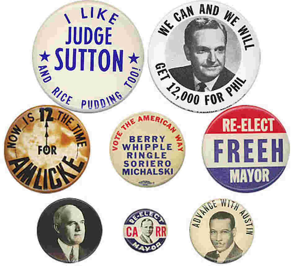 I'm not pudding you on; I really want to know the story behind the Judge Sutton button, as well as these other unidentified items. (Actually, I've since learned the "Vote the American Way/Berry Whipple Ringle" etc. is from Jersey City, N.J., in the 1950s. Bernard Berry was the mayor, and Lawrence Whipple and Joshua Ringle were city commissioners.) I'm not pudding you on; I really want to know the story behind the Judge Sutton button, as well as these other unidentified items. (Actually, I've since learned the "Vote the American Way/Berry Whipple Ringle" etc. is from Jersey City, N.J., in the 1950s. Bernard Berry was the mayor, and Lawrence Whipple and Joshua Ringle were city commissioners.)