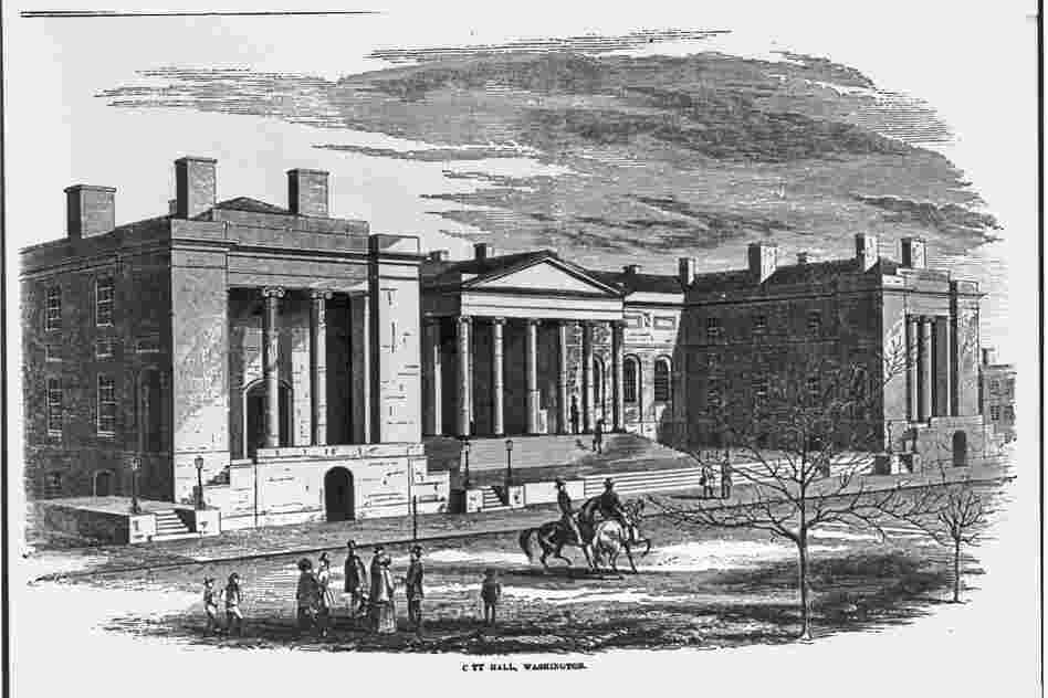 City Hall in Washington's Judiciary Square, where Francis Scott Key prosecuted Bowen for the attempted murder of Thornton in November 1835.