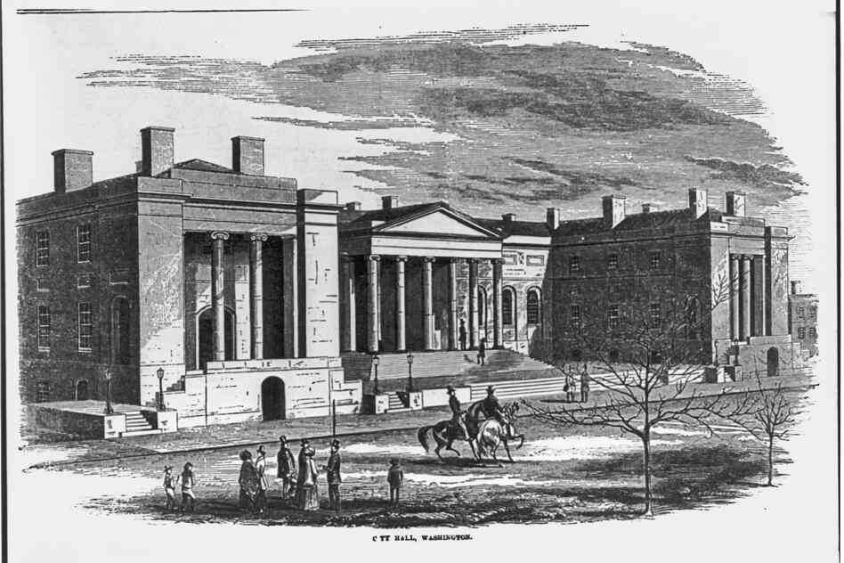 City Hall in Washington's Judiciary Square, where Francis Scott Key prosecuted Bowen for the attempted murder of Thornton in November 1835.