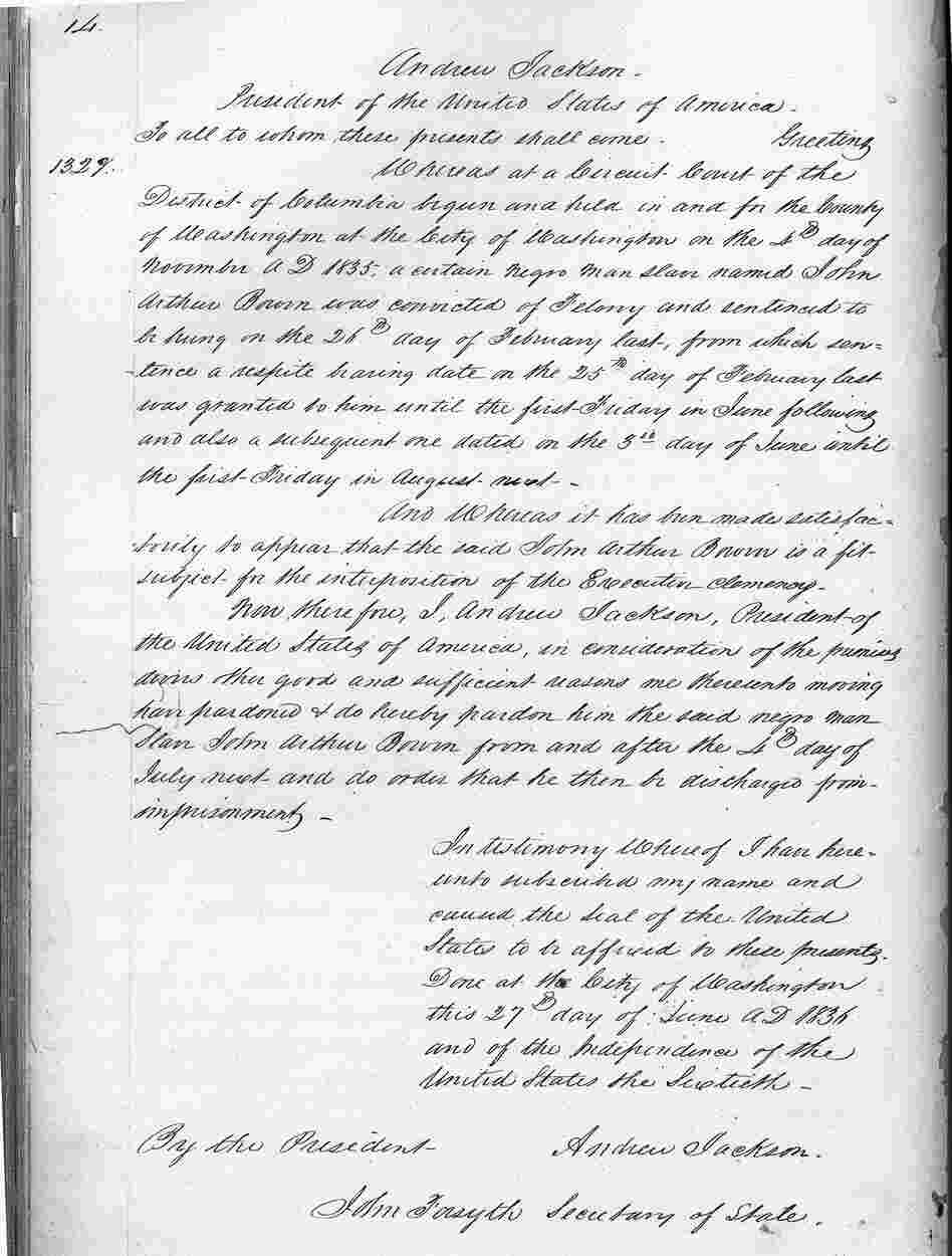 Thornton's passionate intervention on Bowen's behalf persuaded the president to pardon the young man, who had been sentenced to be hanged.
