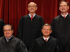 The U.S. Supreme Court justices (first row, from left) Clarence Thomas, Antonin Scalia, Chief Justice John Roberts, Anthony Kennedy, Ruth Bader Ginsburg, (back row) Sonia Sotomayor, Stephen Breyer, Samuel Alito and Elena Kagan — pose at the Supreme Court in 2010. The U.S. Supreme Court justices (first row, from left) Clarence Thomas, Antonin Scalia, Chief Justice John Roberts, Anthony Kennedy, Ruth Bader Ginsburg, (back row) Sonia Sotomayor, Stephen Breyer, Samuel Alito and Elena Kagan — pose at the Supreme Court in 2010.