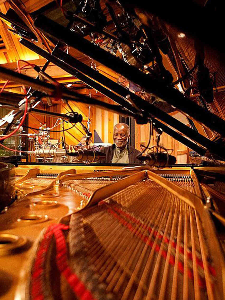 Ahmad Jamal at the grand piano during the Blue Moon sessions.