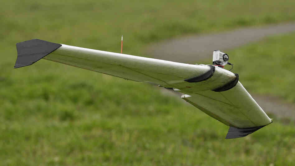 Interest in the domestic use of unmanned drones is surging among public agencies, raising privacy concerns. Here, a Ritewing Zephyr II flies with a mounted camera in Berkeley, Calif., on March 28.