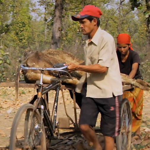Workers serve a goat at a Jatayu restaurant or vulture restaurant.