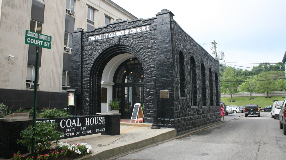 The Tug Valley Chamber of Commerce in Williamson, W.Va., is also home to The Coal House, built entirely of coal in 1933.