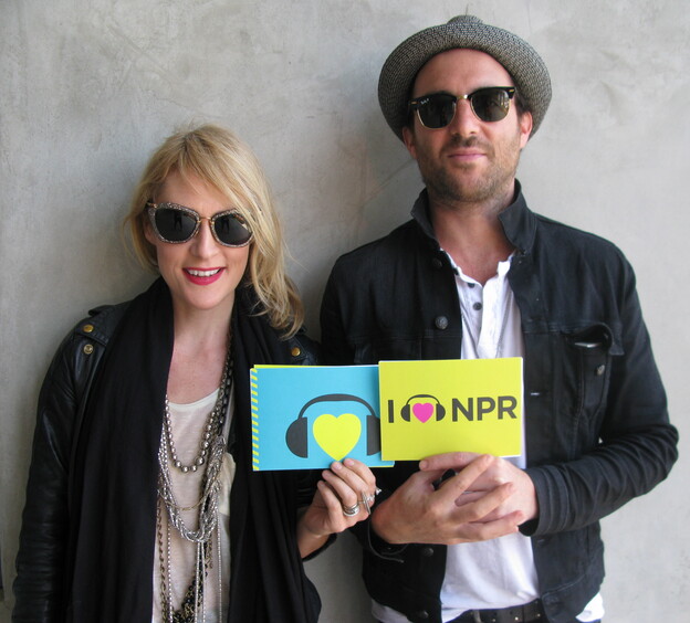 Emily Haines (l) and James Shaw (r) of Metric at NPR West.