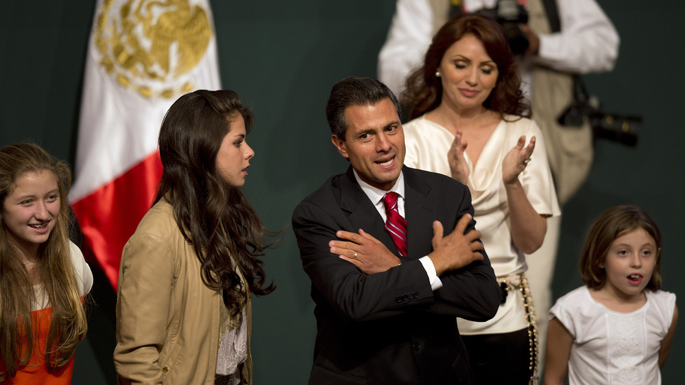 Enrique Pena Nieto and his family celebrated Sunday in Mexico City after he claimed victory in the presidential election.