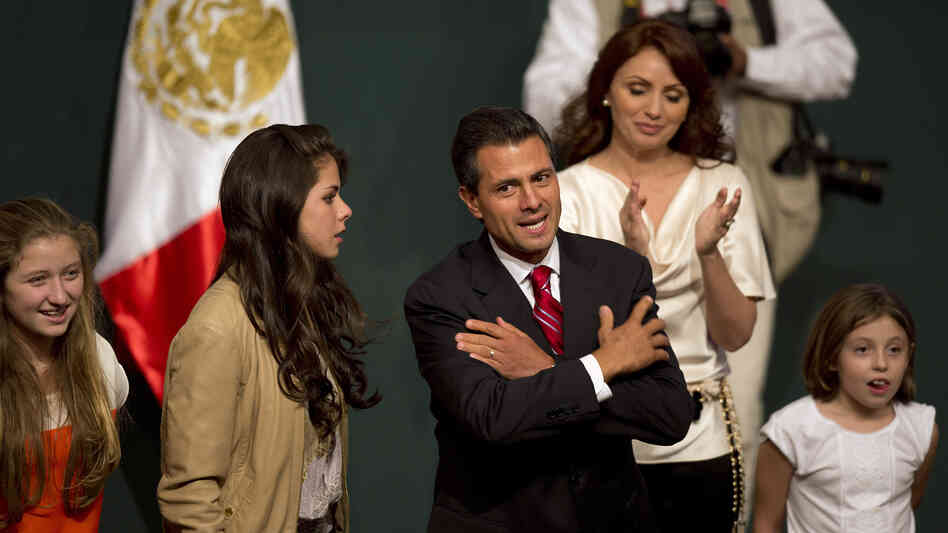 Enrique Pena Nieto and his family celebrated Sunday in Mexico City after he claimed victory in the presidential election.