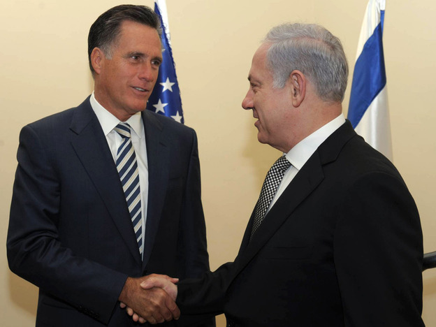Mitt Romney meets with Israeli Prime Minister Benjamin Netanyahu in Jerusalem on January 13, 2011. Romney was not yet an official candidate at the time.