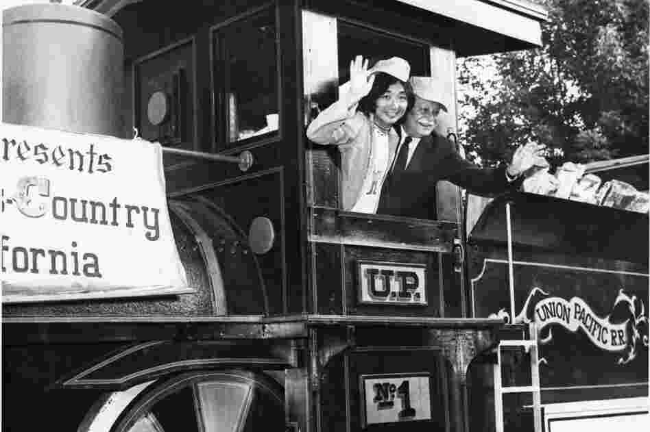 1975: BSO music director Seiji Ozawa and Boston Pops conducting legend Arthur Fiedler wave happily to fans.