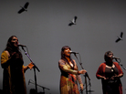 Singers Deline Briscoe, Shellie Morris and Lou Bennett (pictured left to right) perform with Australia's Black Arm Band Company. Singers Deline Briscoe, Shellie Morris and Lou Bennett (pictured left to right) perform with Australia's Black Arm Band Company.