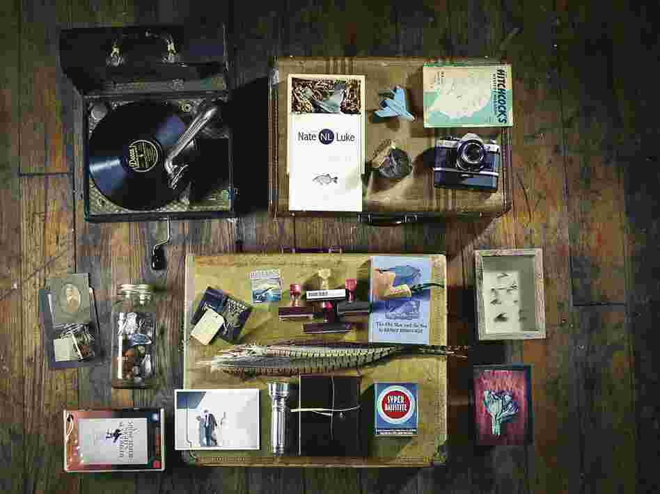 Nate Luke, 36, Springfield, Mo., advertising photographer. "Portable phonograph I used to court my wife. ... First camera given to me by my dad. ... Thai red-pepper seeds ... Shadow box of old dry flies ... Wedding photo with my wife ... Can of gun powder from my Grandfather."