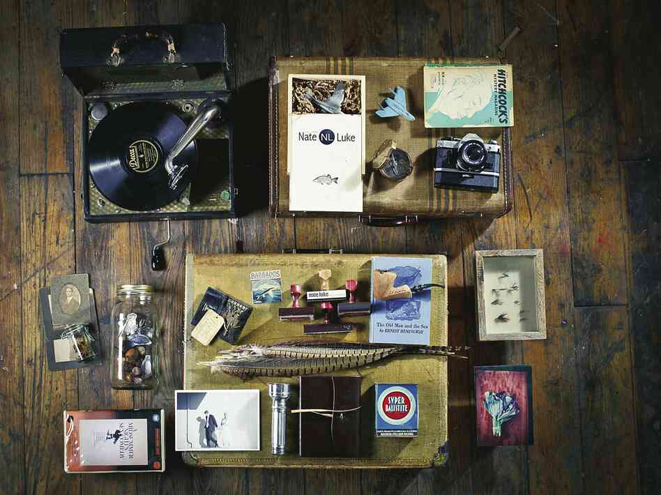 Nate Luke, 36, Springfield, Mo., advertising photographer. "Portable phonograph I used to court my wife. ... First camera given to me by my dad. ... Thai red-pepper seeds ... Shadow box of old dry flies ... Wedding photo with my wife ... Can of gun powder from my Grandfather."
