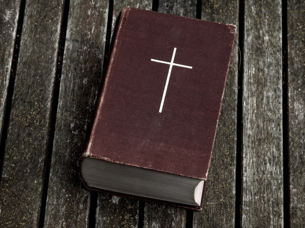 A worn copy of the Bible.