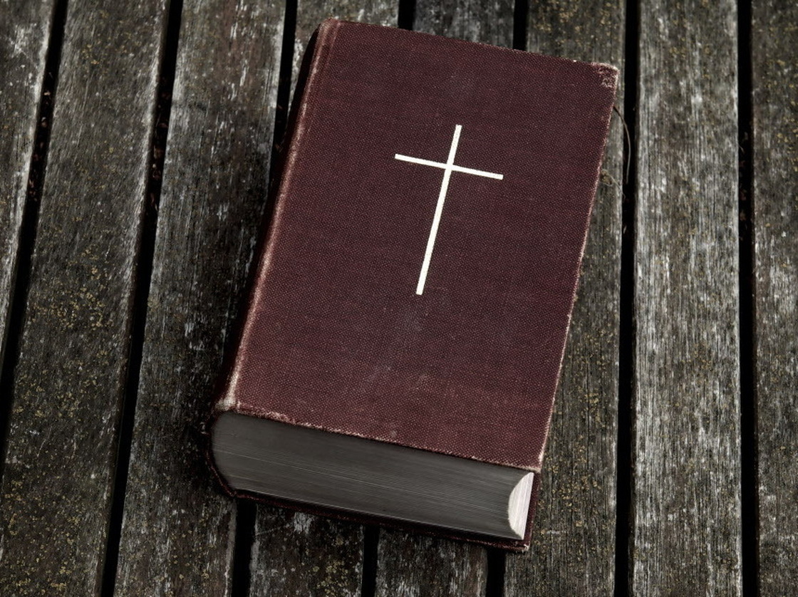 A worn copy of the Bible.