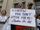 Protesters in Baltimore rally against the kick off to "Fortnight for Freedom," sponsored by the U.S. Conference of Catholic Bishops. The bishops say the effort is a response to government attacks on religious liberty, but critics say the campaign is an attack on the Obama administration. Protesters in Baltimore rally against the kick off to "Fortnight for Freedom," sponsored by the U.S. Conference of Catholic Bishops. The bishops say the effort is a response to government attacks on religious liberty, but critics say the campaign is an attack on the Obama administration.
