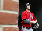 Washington Nationals' Bryce Harper walks out of the clubhouse before an interleague baseball game in Baltimore. Washington Nationals' Bryce Harper walks out of the clubhouse before an interleague baseball game in Baltimore.