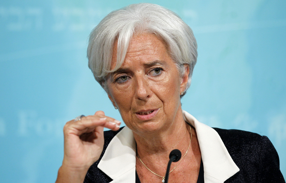 International Monetary Fund Managing Director Christine Lagarde speaks during a news conference on Tuesday in Washington.