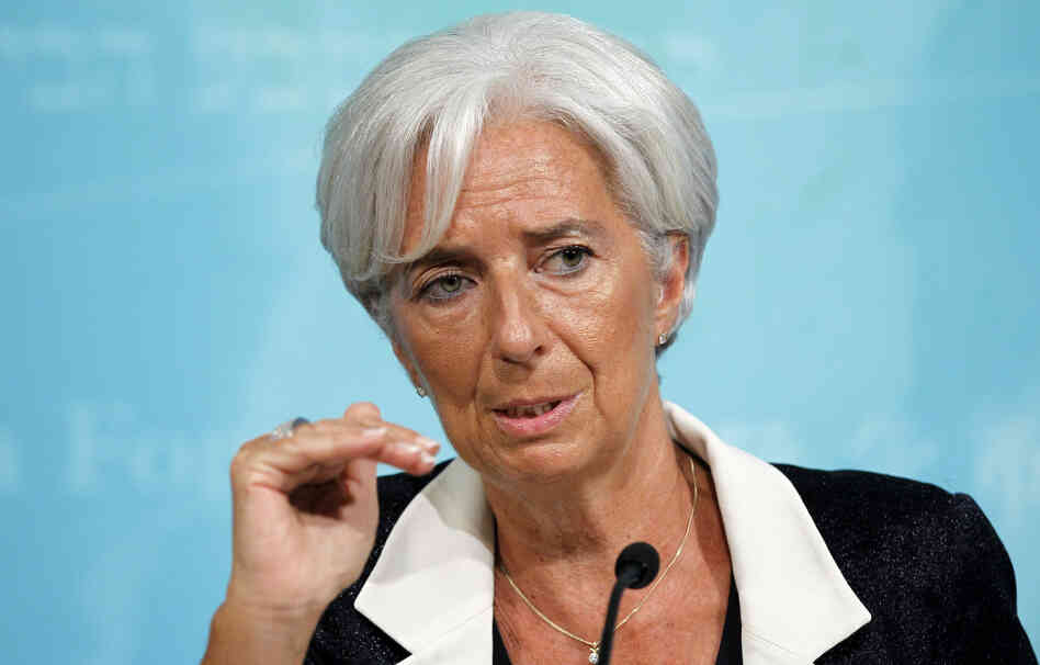 International Monetary Fund Managing Director Christine Lagarde speaks during a news conference on Tuesday in Washington.