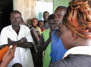 Outreach workers are trying to persuade local fishermen to get circumcised. Outreach workers are trying to persuade local fishermen to get circumcised.
