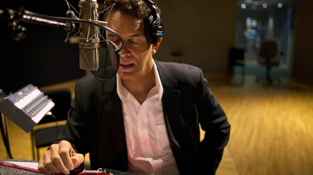 Brian Stokes Mitchell records A Lincoln Portrait at NPR's Studio 4A in April.
