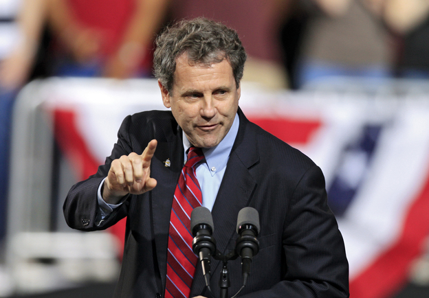 Democratic Sen. Sherrod Brown speaks in Columbus, Ohio, in May. Brown, who is up for re-election this year, says he wakes up every day "trying to figure out how to create jobs."