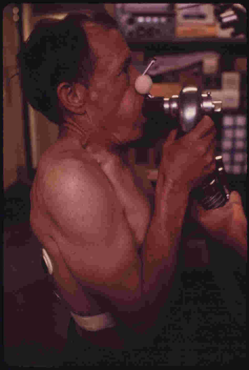 A miner at the black lung laboratory in the Appalachian Regional Hospital in Beckley, W.Va., has his lung capacity tested. Blood samples were also taken and his heartbeat was monitored while walking on a treadmill. These and other tests were used to determine if miners had coal dust particles in their lungs.