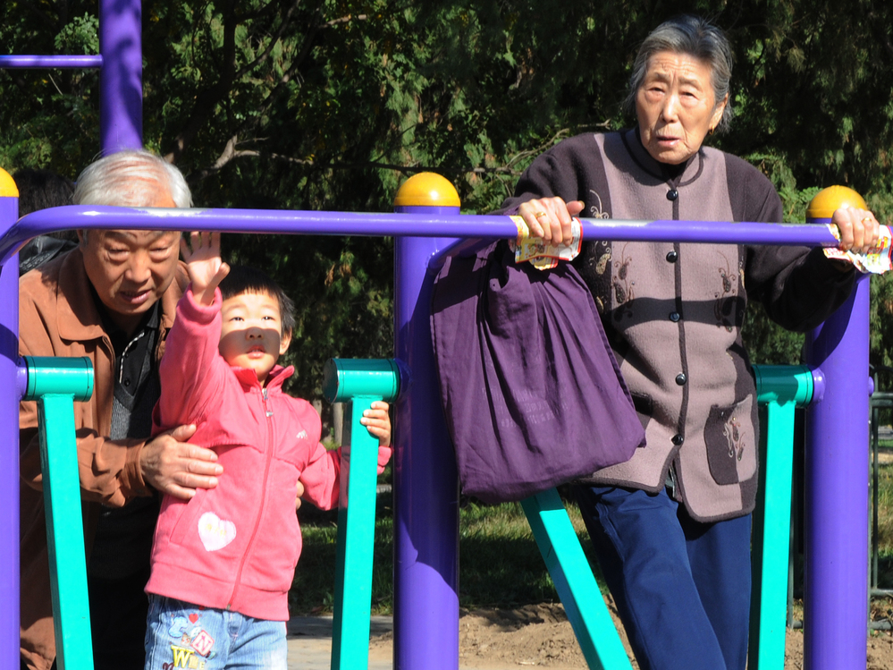 Young and old exercise at the Temple of Heaven park in Beijing in October. Experts say China's health care costs will be difficult to fund due to the population imbalance.
