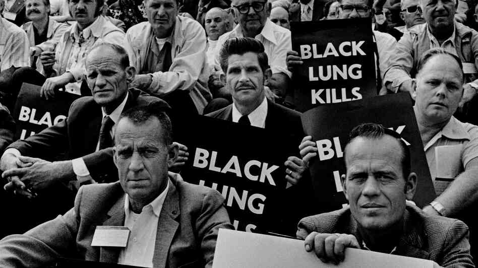 Coal miners rally for black lung law reform on the steps of the U.S. Capitol in 1975. (See more from Earl Dotter's "Quiet Sickness" series here.)