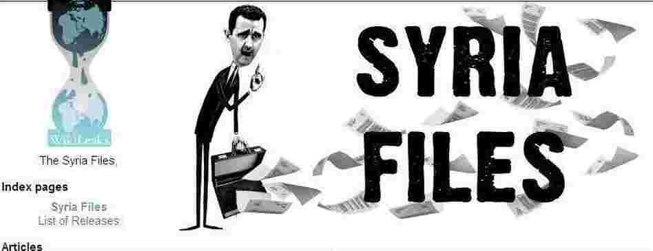WikiLeaks' webpage for its "Syria Files."