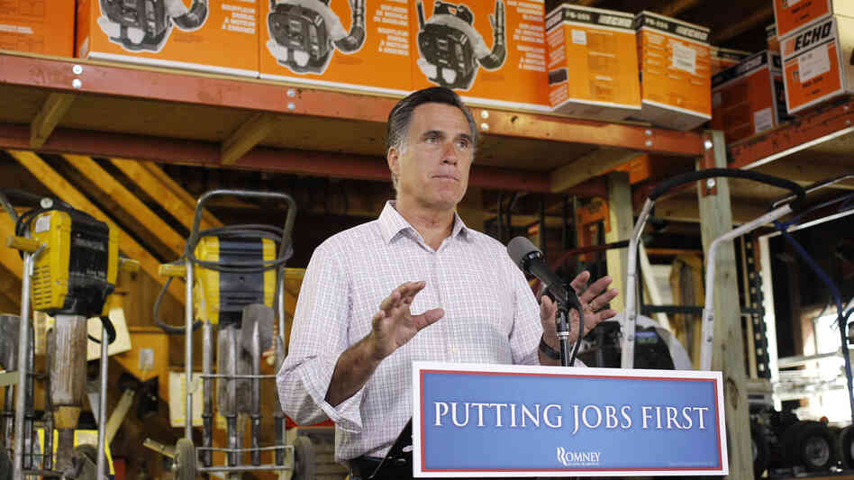 Republican presidential candidate Mitt Romney speaks about the monthly jobs report Friday in Wolfeboro, N.H.