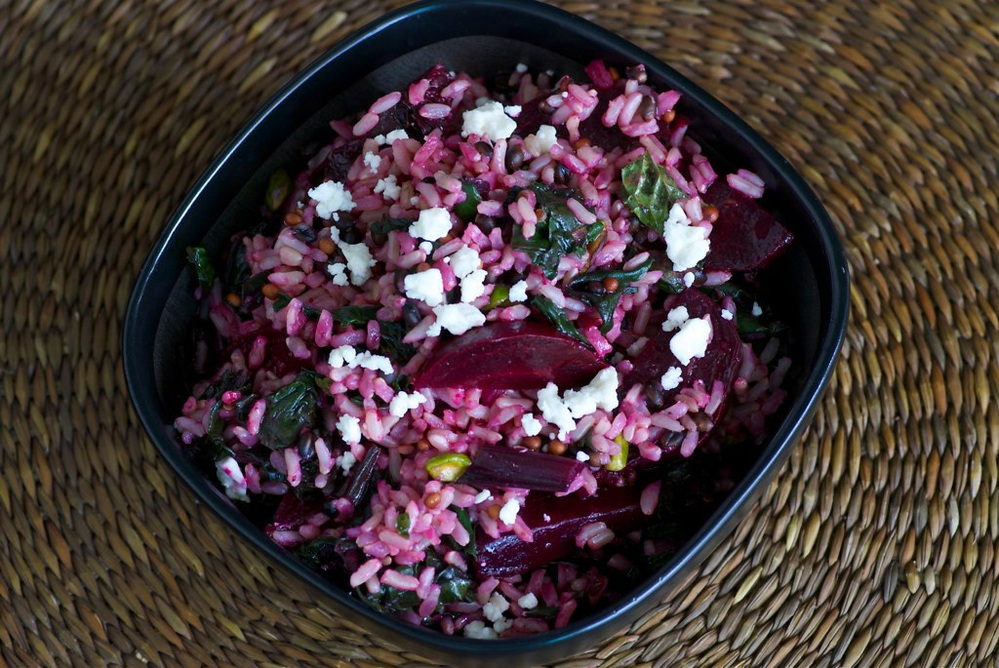 Red Rice, Roasted Beets And Greens